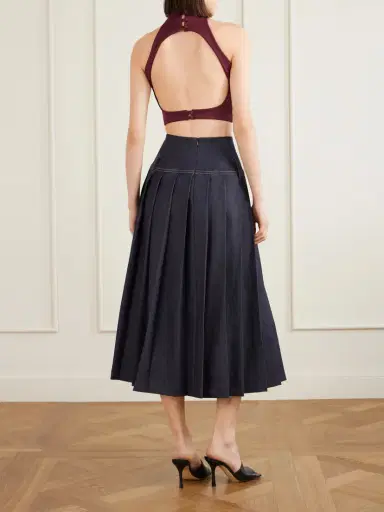 Tolu Coker Pleated Denim Maxi Skirt | Thumbnail 4 Tolu Coker Pleated Denim Maxi Skirt | Thumbnail 4