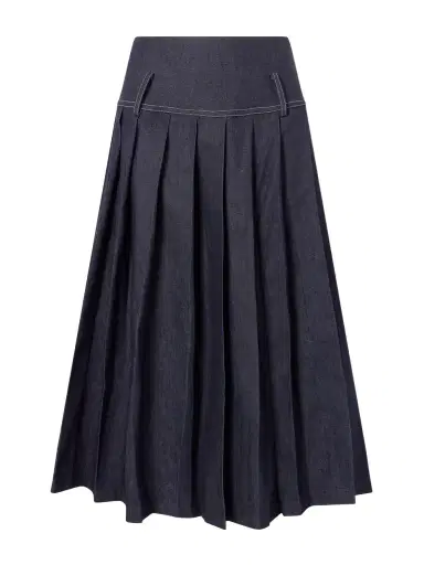 Tolu Coker Pleated Denim Maxi Skirt | Thumbnail 1 Tolu Coker Pleated Denim Maxi Skirt | Thumbnail 1