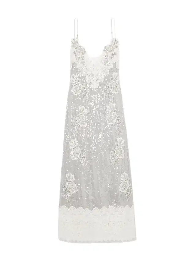 Embellished Lace-trimmed Sequined Georgette Midi Dress