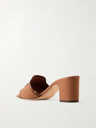 Loro Piana Summer Charms Embellished Leather-trimmed Canvas Mules | Thumbnail 3 Loro Piana Summer Charms Embellished Leather-trimmed Canvas Mules | Thumbnail 3