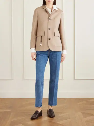 Loro Piana Suede-trimmed Silk-tweed Jacket | Thumbnail 2