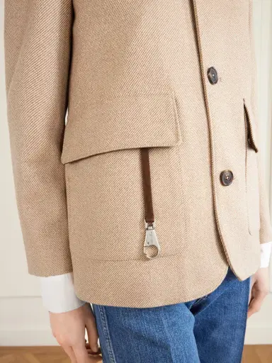 Loro Piana Suede-trimmed Silk-tweed Jacket | Thumbnail 5