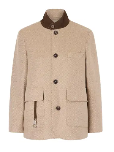 Loro Piana Suede-trimmed Silk-tweed Jacket | Thumbnail 1