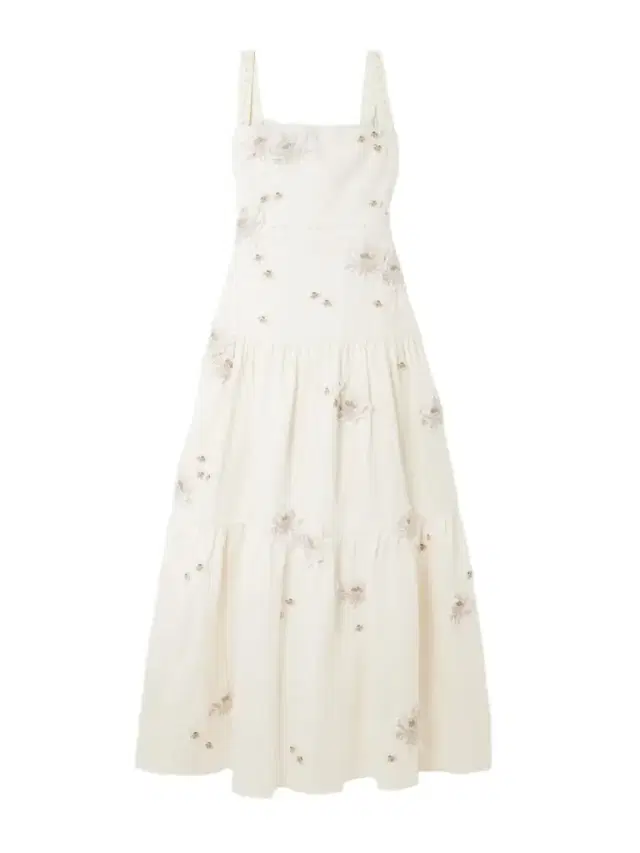 Agua by Agua Bendita Lima Embellished Appliquéd Tiered Linen Maxi Dress