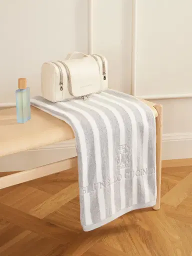 Brunello Cucinelli Embroidered Striped Cotton-terry Beach Towel | Thumbnail 2 Brunello Cucinelli Embroidered Striped Cotton-terry Beach Towel | Thumbnail 2