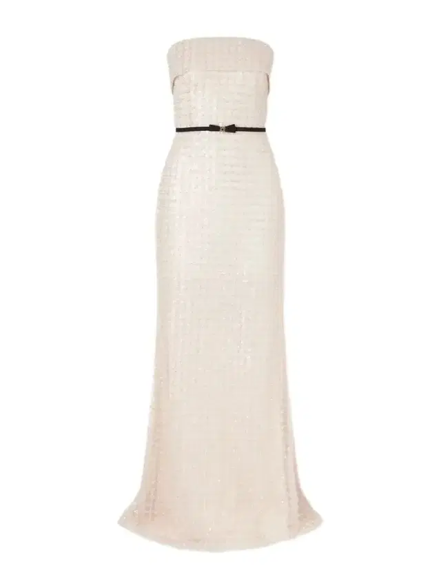 Strapless Belted Embellished Silk-blend Gown