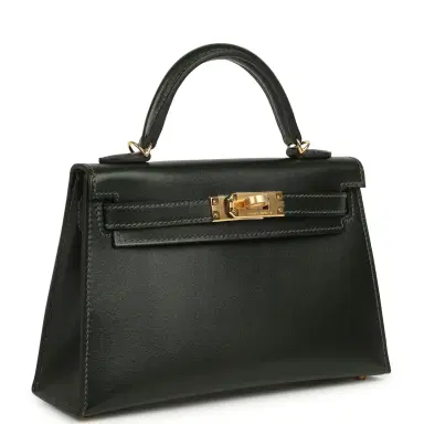 HERMÈS Hermes Kelly Sellier 20 Vert Fonce Box Gold Hardware | Thumbnail 2