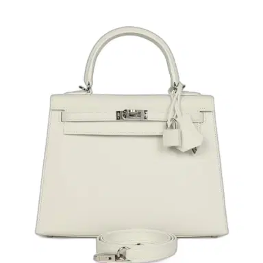 HERMÈS Hermes Kelly Sellier 25 New White Epsom Palladium Hardware | Thumbnail 1 HERMÈS Hermes Kelly Sellier 25 New White Epsom Palladium Hardware | Thumbnail 1