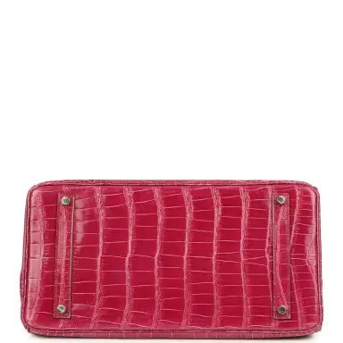 HERMÈS Pre-owned Hermes Birkin 35 Rose Tyrien Shiny Porosus Crocodile Palladium Hardware | Thumbnail 6 HERMÈS Pre-owned Hermes Birkin 35 Rose Tyrien Shiny Porosus Crocodile Palladium Hardware | Thumbnail 6