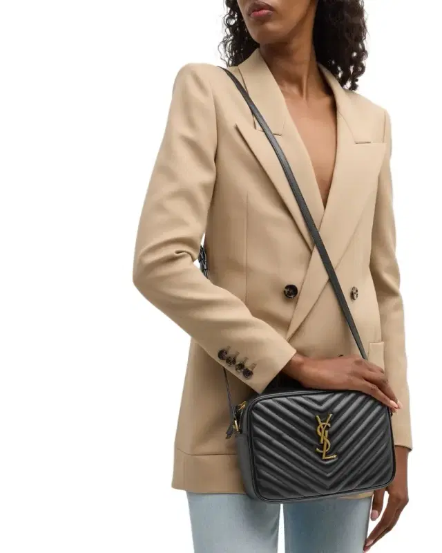 Lou Medium YSL Camera Bag with Pocket in Quilted Leather