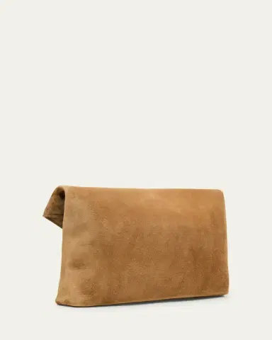 Saint Laurent Large YSL Envelope Flap Clutch Bag in Suede | Thumbnail 3