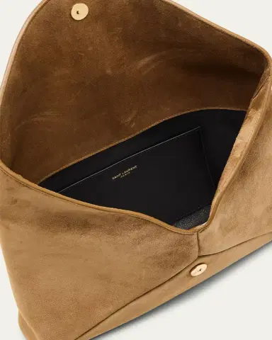 Saint Laurent Large YSL Envelope Flap Clutch Bag in Suede | Thumbnail 4