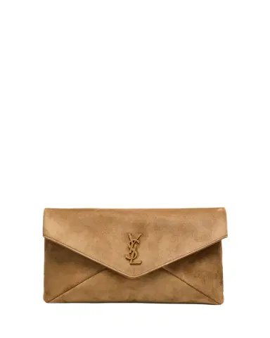 Saint Laurent Large YSL Envelope Flap Clutch Bag in Suede | Thumbnail 1