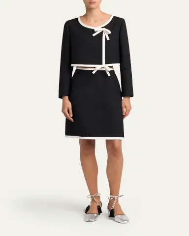Valentino Garavani Contrast Trim Wool-Silk Mini Skirt | Thumbnail 2
