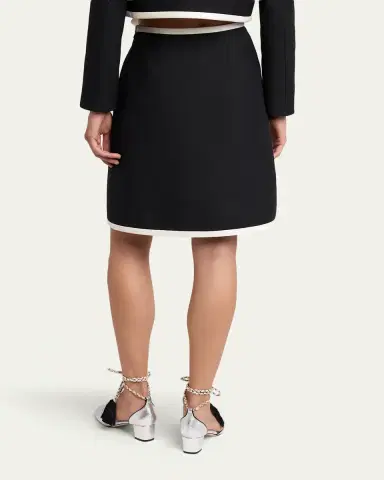 Valentino Garavani Contrast Trim Wool-Silk Mini Skirt | Thumbnail 3