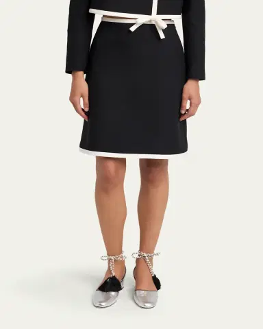 Valentino Garavani Contrast Trim Wool-Silk Mini Skirt | Thumbnail 4