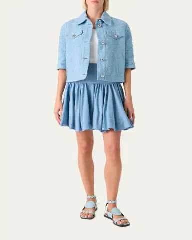 Akris punto Summer Boucle Short-Sleeve Jean Jacket | Thumbnail 2 Akris punto Summer Boucle Short-Sleeve Jean Jacket | Thumbnail 2