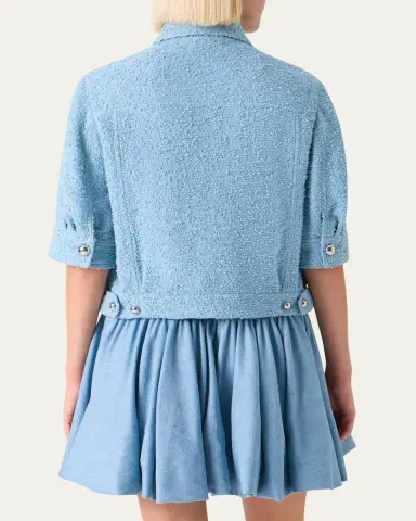 Akris punto Summer Boucle Short-Sleeve Jean Jacket | Thumbnail 3 Akris punto Summer Boucle Short-Sleeve Jean Jacket | Thumbnail 3