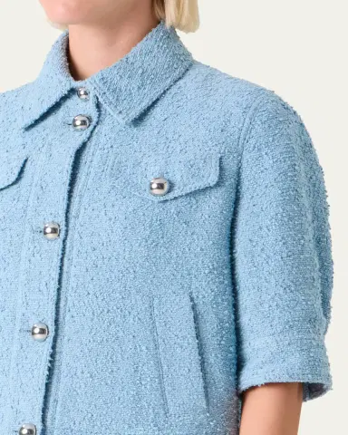 Akris punto Summer Boucle Short-Sleeve Jean Jacket | Thumbnail 5 Akris punto Summer Boucle Short-Sleeve Jean Jacket | Thumbnail 5