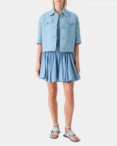Akris punto Summer Boucle Short-Sleeve Jean Jacket | Thumbnail 6 Akris punto Summer Boucle Short-Sleeve Jean Jacket | Thumbnail 6