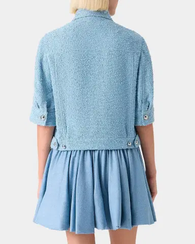 Akris punto Summer Boucle Short-Sleeve Jean Jacket | Thumbnail 7 Akris punto Summer Boucle Short-Sleeve Jean Jacket | Thumbnail 7