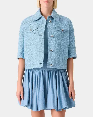 Akris punto Summer Boucle Short-Sleeve Jean Jacket | Thumbnail 8 Akris punto Summer Boucle Short-Sleeve Jean Jacket | Thumbnail 8