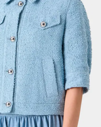 Akris punto Summer Boucle Short-Sleeve Jean Jacket | Thumbnail 9 Akris punto Summer Boucle Short-Sleeve Jean Jacket | Thumbnail 9