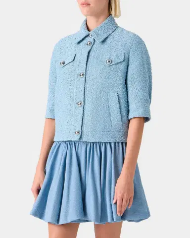 Akris punto Summer Boucle Short-Sleeve Jean Jacket | Thumbnail 10 Akris punto Summer Boucle Short-Sleeve Jean Jacket | Thumbnail 10