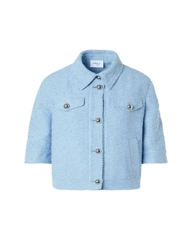 Akris punto Summer Boucle Short-Sleeve Jean Jacket