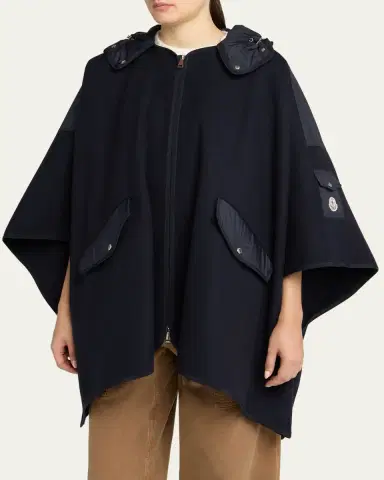 Moncler Hooded Zip-Front Cape | Thumbnail 4 Moncler Hooded Zip-Front Cape | Thumbnail 4