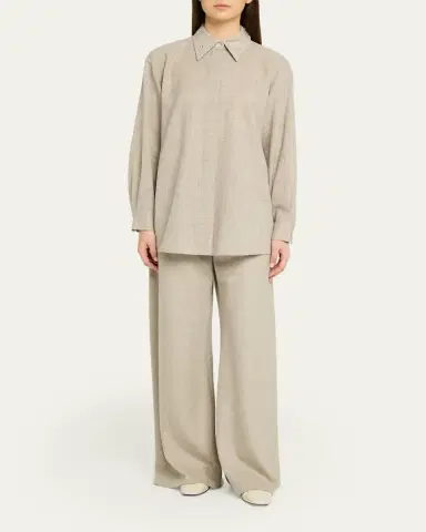 Lafayette 148 New York Oversized Crystal-Embellished Melange Shirt | Thumbnail 2 Lafayette 148 New York Oversized Crystal-Embellished Melange Shirt | Thumbnail 2