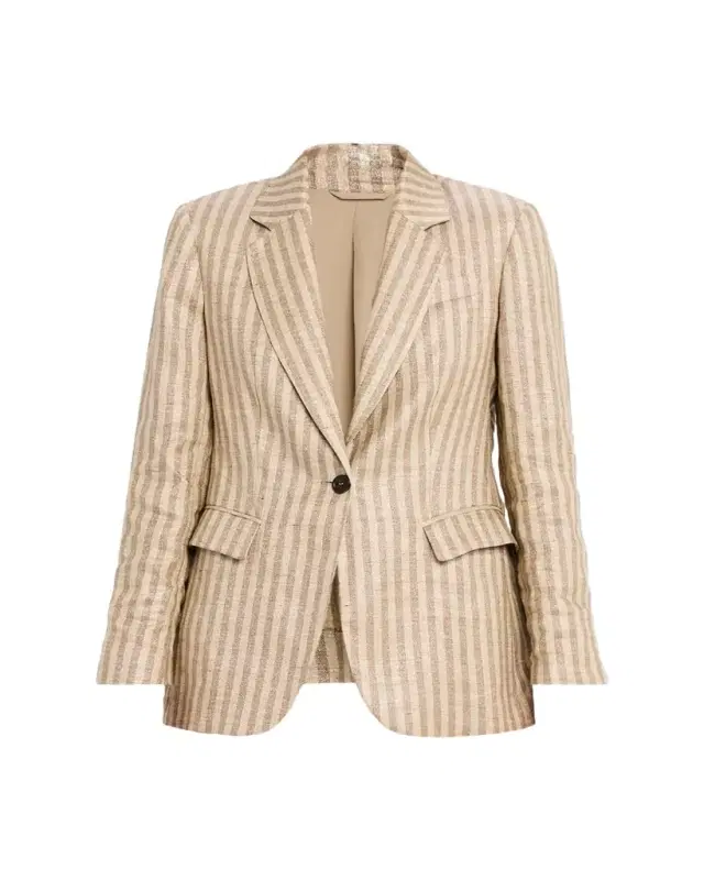 Brunello Cucinelli Sparkling Striped Single-Breasted Jacket