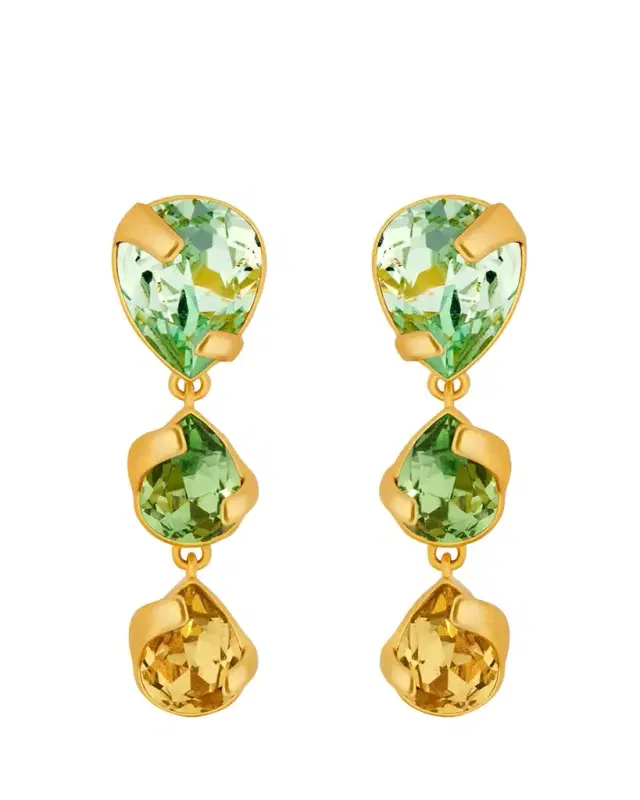Oscar de la Renta Pear Rhinestone Drop Earrings