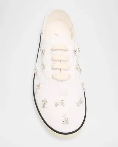 Miu Miu Embellished Canvas Low-Top Sneakers | Thumbnail 5 Miu Miu Embellished Canvas Low-Top Sneakers | Thumbnail 5