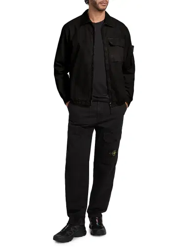 Stone Island Men's Zip-Front Cotton Shirt Jacket - Black - Size XXL | Thumbnail 2