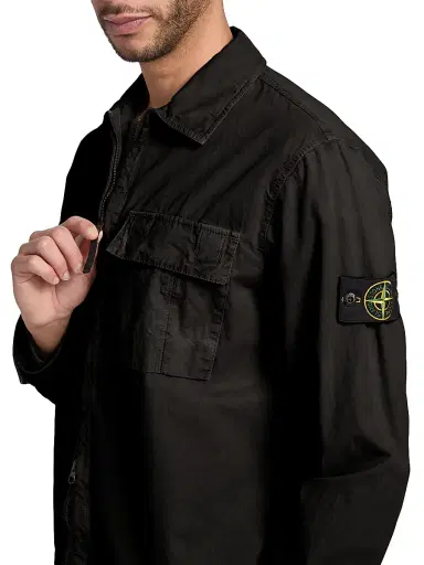 Stone Island Men's Zip-Front Cotton Shirt Jacket - Black - Size XXL | Thumbnail 6