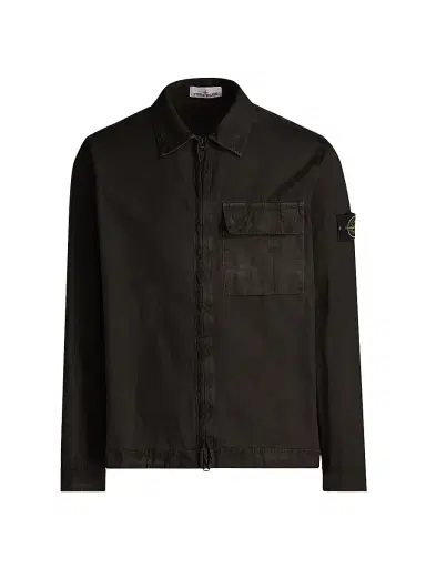 Stone Island Men's Zip-Front Cotton Shirt Jacket - Black - Size XXL | Thumbnail 1