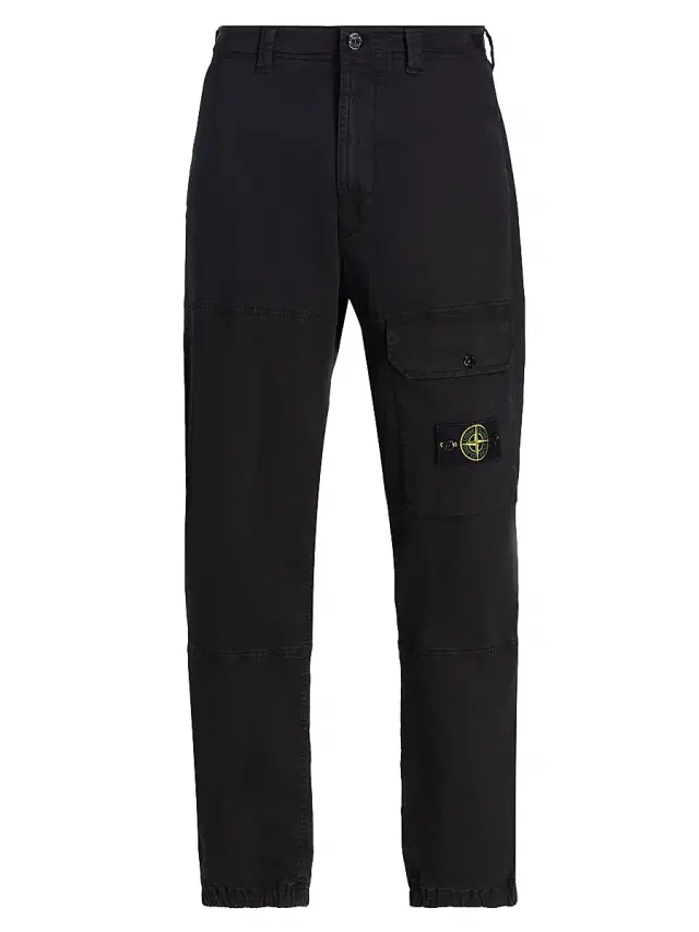 Men's Logo Stretch-Cotton Trousers - Black