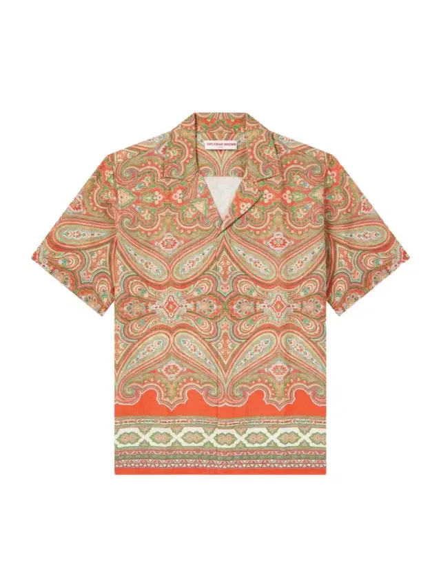 Maitan Carnival Camp-Collar Paisley-Print Linen Shirt - Men