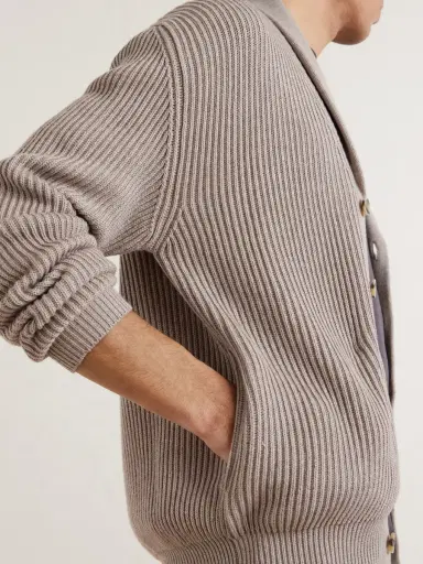 Altea Shawl-Collar Ribbed Cotton and Cashmere-Blend Cardigan - Men | Thumbnail 5 Altea Shawl-Collar Ribbed Cotton and Cashmere-Blend Cardigan - Men | Thumbnail 5