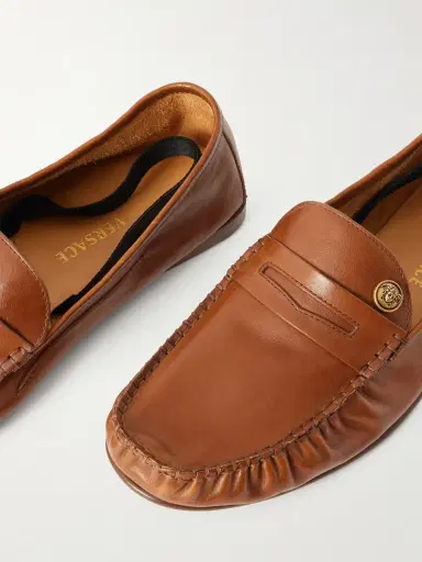 Versace Logo-Embellished Leather Penny Loafers - Men | Thumbnail 5 Versace Logo-Embellished Leather Penny Loafers - Men | Thumbnail 5