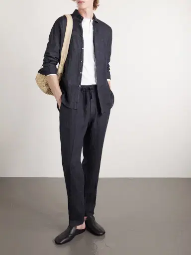 Altea Mattia Straight-Leg Linen Drawstring Trousers - Men | Thumbnail 2 Altea Mattia Straight-Leg Linen Drawstring Trousers - Men | Thumbnail 2