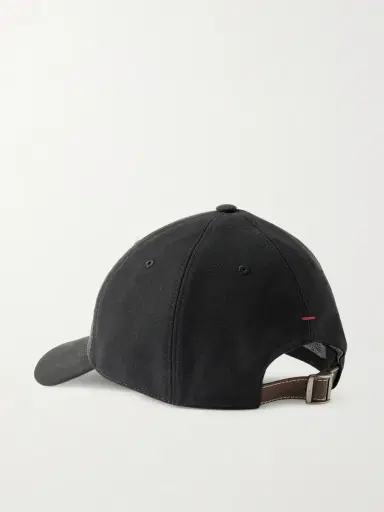 Brunello Cucinelli Logo-Embroidered Leather-Trimmed Cotton-Twill Baseball Cap - Men | Thumbnail 4 Brunello Cucinelli Logo-Embroidered Leather-Trimmed Cotton-Twill Baseball Cap - Men | Thumbnail 4
