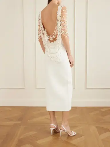 Cult Gaia Meri Cape-effect Open-back Embellished Knitted Midi Dress | Thumbnail 4