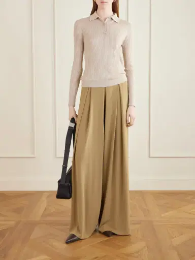 Max Mara Ribbed Cashmere And Silk-blend Polo Sweater | Thumbnail 2 Max Mara Ribbed Cashmere And Silk-blend Polo Sweater | Thumbnail 2