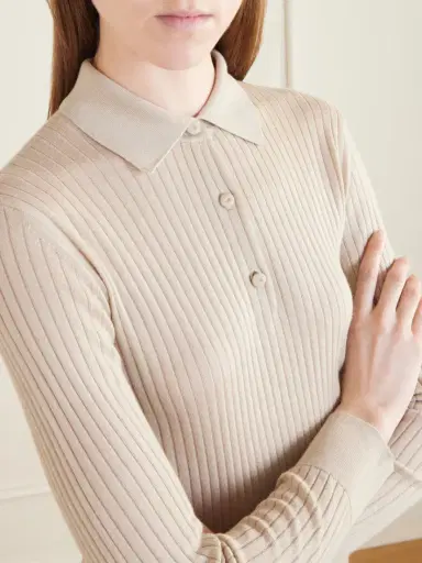 Max Mara Ribbed Cashmere And Silk-blend Polo Sweater | Thumbnail 5 Max Mara Ribbed Cashmere And Silk-blend Polo Sweater | Thumbnail 5