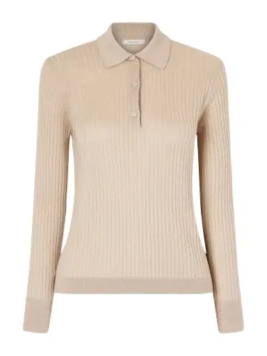 Max Mara Ribbed Cashmere And Silk-blend Polo Sweater | Thumbnail 1 Max Mara Ribbed Cashmere And Silk-blend Polo Sweater | Thumbnail 1