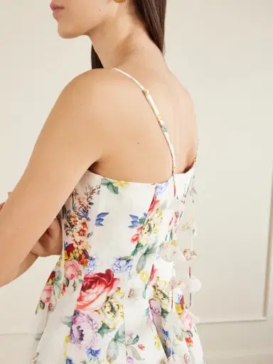 Camilla Paneled Embellished Floral-print Silk And Linen-blend Mini Dress | Thumbnail 4