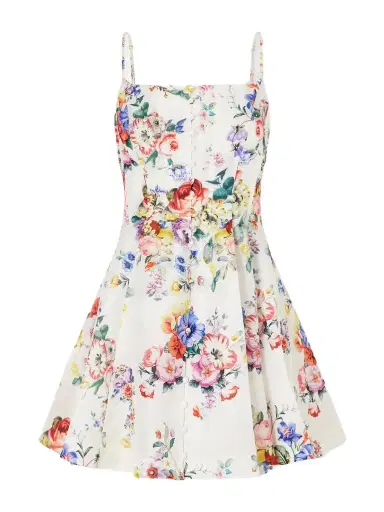 Camilla Paneled Embellished Floral-print Silk And Linen-blend Mini Dress | Thumbnail 1