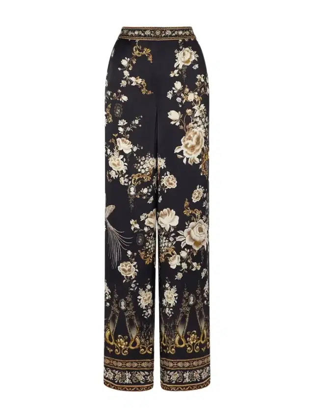 Camilla Embellished Embroidered Printed Silk-satin Pants